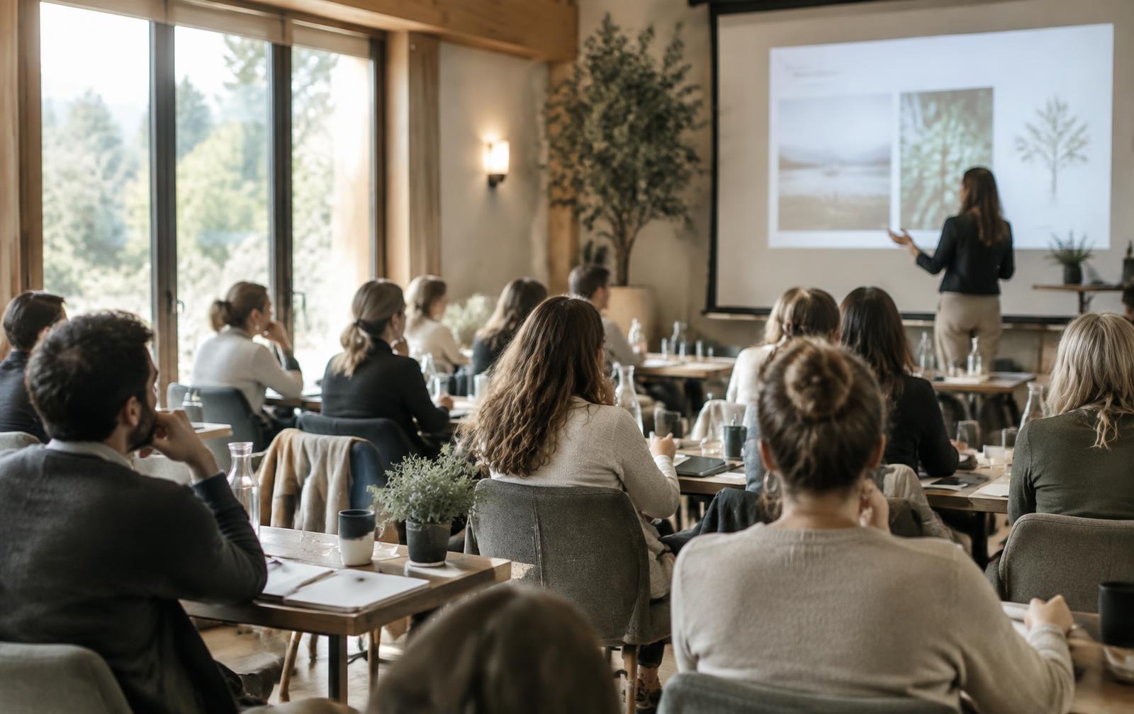 Professional clinical workshop with an adult audience taking notes